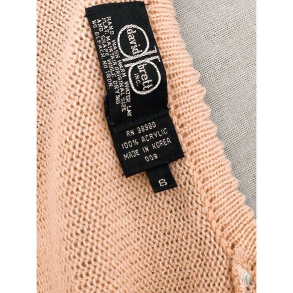 Vintage 80s Carmel Brown Beaded Knit Cardigan Sweater Size Medium - Picture 10 of 10